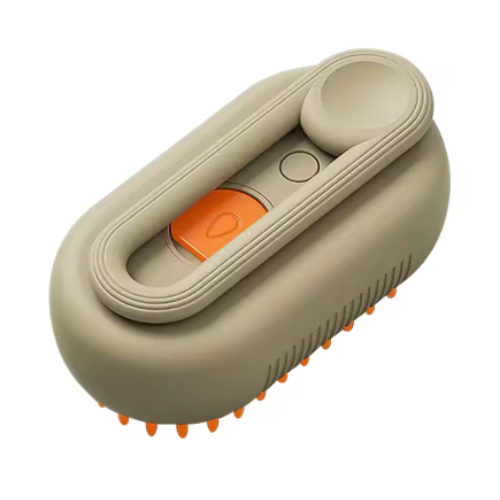 Brosse vapeur pour chat et chien couleur kaki et orange